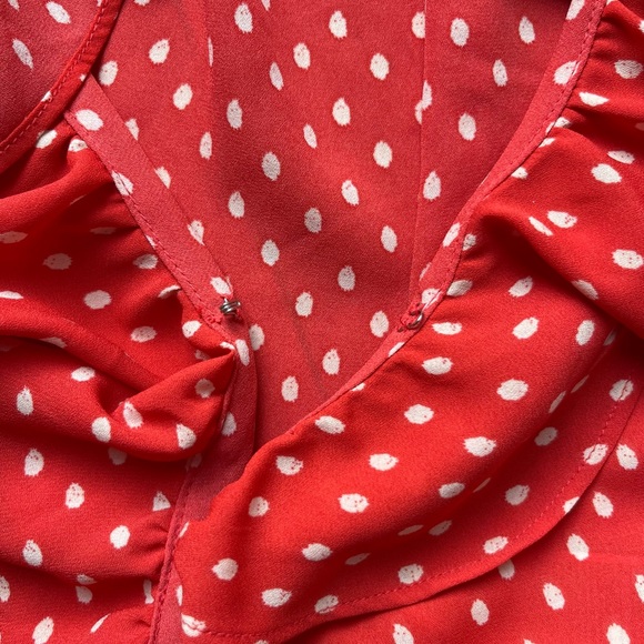 Gap red polka dot ruffle blouse - Picture 2 of 6